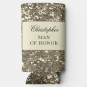 Faux Gold Glitter Wedding Party Seltzer Blikjeskoeler (Achterkant)