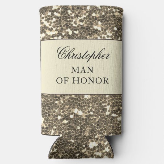 Faux Gold Glitter Wedding Party Seltzer Blikjeskoeler (Achterkant)