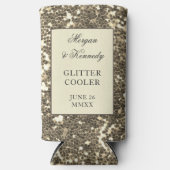 Faux Gold Glitter Wedding Party Seltzer Blikjeskoeler (Voorkant)