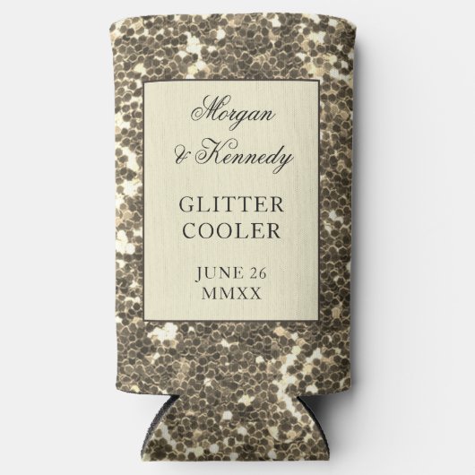 Faux Gold Glitter Wedding Party Seltzer Blikjeskoeler (Voorkant)