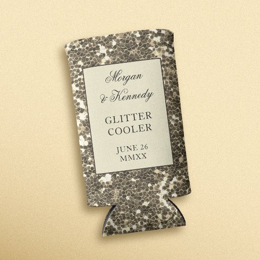 Faux Gold Glitter Wedding Party Seltzer Blikjeskoeler