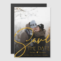 Faux Gold Glitter Wedding Photo Save the Date