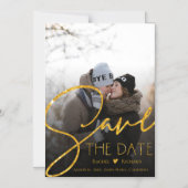 Faux Gold Glitter Wedding Photo Save the Date Magnetische Uitnodiging (Voorkant)