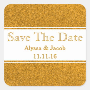 Faux Gold Glitter Wedding Save the Date Vierkante Sticker