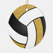 Faux Gold Glitter, White en Black Volleyball Keramisch Ornament (Links)