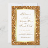 Faux Gold Glitter Wit Islamitische Moslim Huwelijk Kaart (Voorkant)