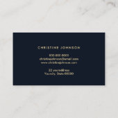 Faux Gold Glitter Zeeschelp op donkerblauw Visitekaartje (Achterkant)