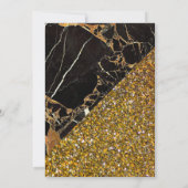 Faux Gold Glitter Zwart Goud Marmer Moslim Bruilof Kaart (Achterkant)