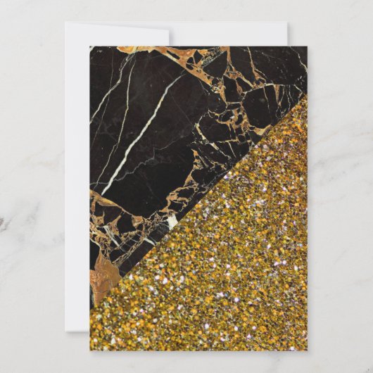 Faux Gold Glitter Zwart Goud Marmer Moslim Bruilof Kaart (Achterkant)