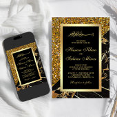 Faux Gold Glitter Zwart Goud Marmer Moslim Bruilof Kaart