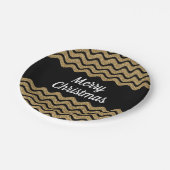 Faux Gold Glitter Zwart Strepen Kerstmis Papieren Bordje (Gekanteld)