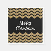 Faux Gold Glitter Zwart Strepen Kerstmis Servet (Voorkant)