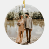 Faux Gold Glitter & Zwarte Pas getrouwd Kerstfoto Keramisch Ornament (Achterkant)