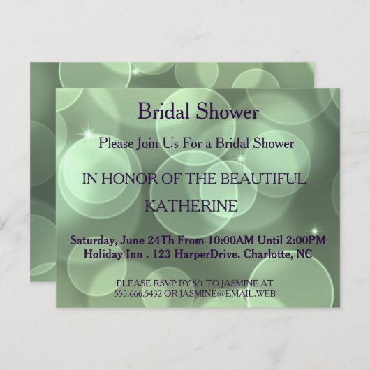 Faux Gold Glittering Green Confetti Sparkles Stipp Kaart (Voorkant / Achterkant)