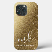 Faux Gold Glitters Name en Monogram Case-Mate iPhone Case (Achterkant)
