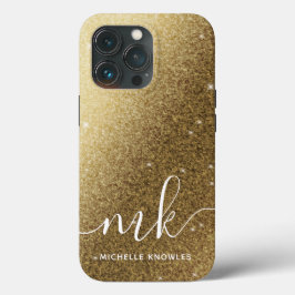 Faux Gold Glitters Name en Monogram Case-Mate iPhone Case