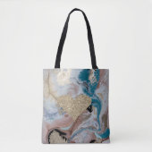 Faux Gold Glittery Heart Cool Gold Marble Texture Tote Bag (Voorkant)