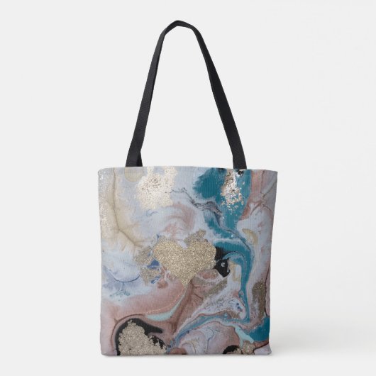 Faux Gold Glittery Heart Cool Gold Marble Texture Tote Bag (Achterkant)