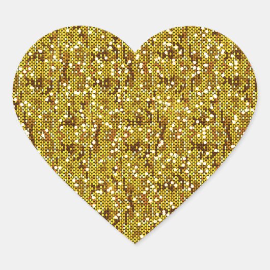 Faux Gold Glittery Sequin Confetti Hart Sticker (Voorkant)