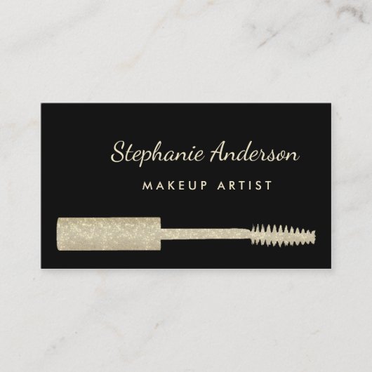 FAUX Gold Glitz Mascara Brush Make-up Artiest Afsprakenkaartje (Voorkant)