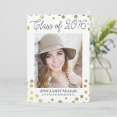 Faux Gold Glitzy Stippen Graduatie Uitnodigingen (Staand voorkant)