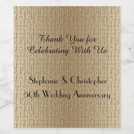 Faux Gold Golden 50e Jubileum Party Wijn Etiket (Enkel label)