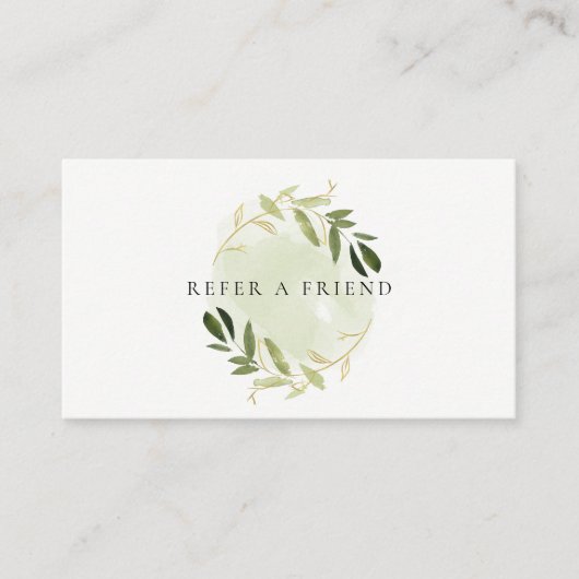 FAUX GOLD GREEN FOLIAGE WATERVERF VERWIJDEREN EEN  VISITEKAARTJE (Voorkant)