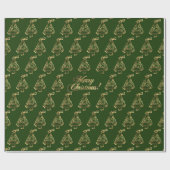 Faux Gold Green-kerstboompatroon Elegant Cadeaupapier (Vlak)