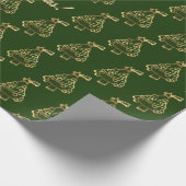 Faux Gold Green-kerstboompatroon Elegant Cadeaupapier (Hoek)