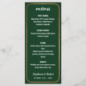Faux Gold Green Modern Elegant Wedding Menu (Voorkant)