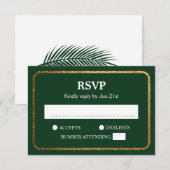 Faux Gold Green Modern Elegant Wedding RSVP Kaartje (Voorkant / Achterkant)