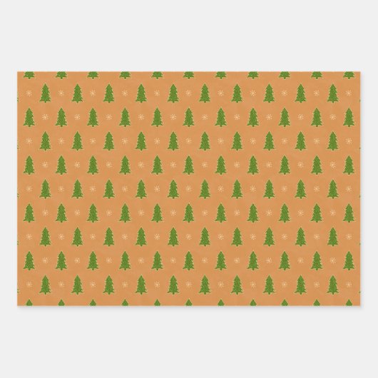 Faux Gold Green Red Blue-kerstbomen Inpakpapier Vel (Voorkant 2)