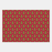 Faux Gold Green Red Blue-kerstbomen Inpakpapier Vel (Voorkant)