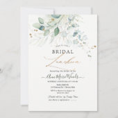 Faux Gold Green Waterverf Eucalyptus Luncheon Kaart (Voorkant)