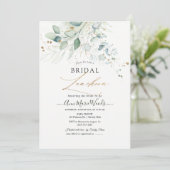 Faux Gold Green Waterverf Eucalyptus Luncheon Kaart (Staand voorkant)