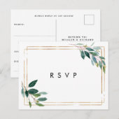 faux gold greenery bruiloft rsvp briefkaart (Voorkant / Achterkant)