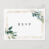 faux gold greenery bruiloft rsvp briefkaart (Voorkant)