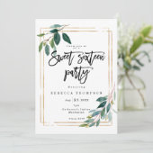 faux gold greenery geometrisch modern , zoet 16 kaart (Staand voorkant)