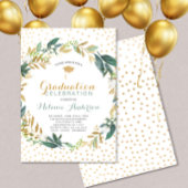 Faux Gold Greenery Krans + confetti Afstuderen Kaart