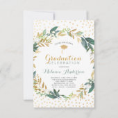 Faux Gold Greenery Krans + confetti Afstuderen Kaart (Voorkant)