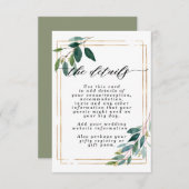 Faux Gold Greenery Wedding Informatie Kaart (Voorkant / Achterkant)