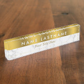 Faux Gold Grey Marble Elegant Modern Stijlvol Naambordje (Zijkant)