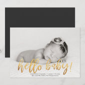Faux Gold Hallo Baby! Foto geboorteaankondiging Aankondiging (Voorkant / Achterkant)