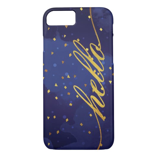 Faux Gold Hallo Waterverf Case-Mate iPhone Case (Achterkant)