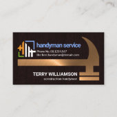 Faux Gold Hammer Timber Grunge Builder Handyman Visitekaartje (Voorkant)
