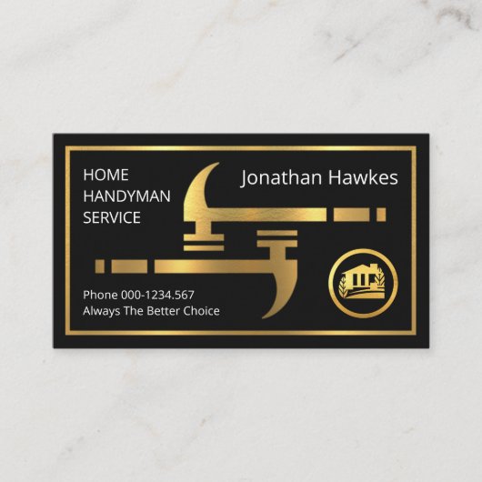 Faux Gold Hammers Home Reparaties Visitekaartje (Voorkant)