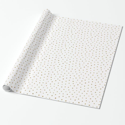 Faux Gold Hand Drawn Polka Dots Cadeaupapier (Uitgerold)