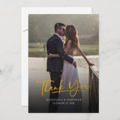 Faux Gold Hand-Lettered Script Wedding Bedankkaart (Voorkant / Achterkant)
