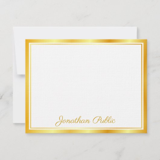 Faux Gold Hand Script Text Elegant Sjabloon Luxe (Voorkant)