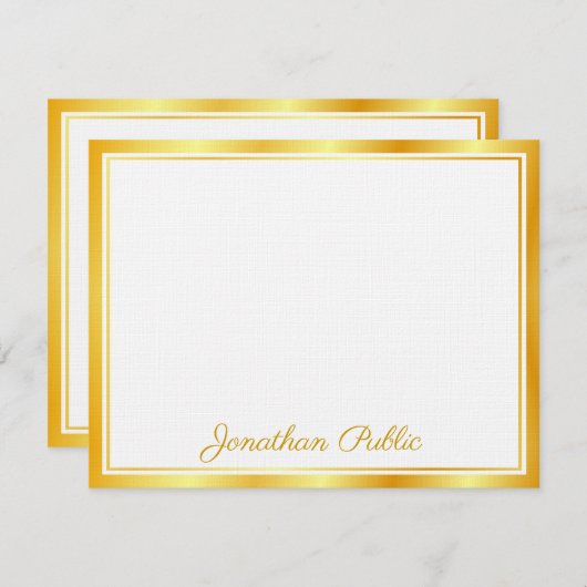 Faux Gold Hand Script Text Elegant Sjabloon Luxe (Voorkant / Achterkant)